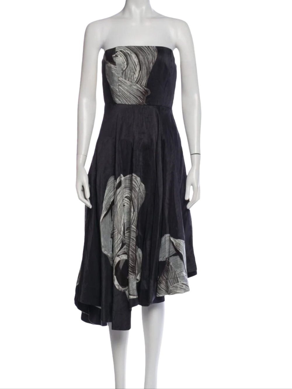 Tibi New York Midori Strapless Linen Silk Floral Midi Dress 4